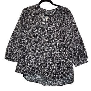 Jachs Girlfriend Women's Black & White Printed 3/4 Sleeve Hidden Button Blouse S